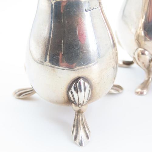 161 - Two Silver Salts Shaped Supports 9cm and 7cm High