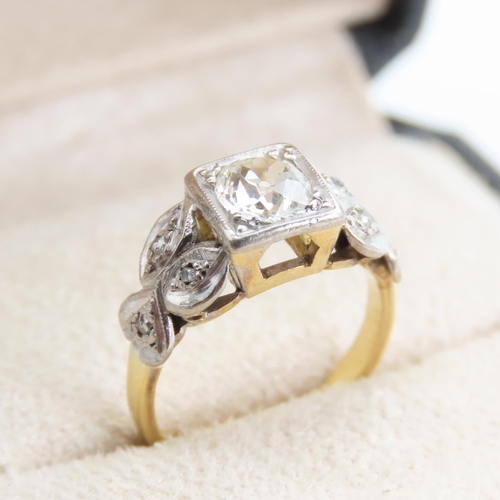 182 - Diamond Solitaire Ring Platinum Set Mounted on 18 Carat Yellow Gold Band Total Diamond Weight Approx... 