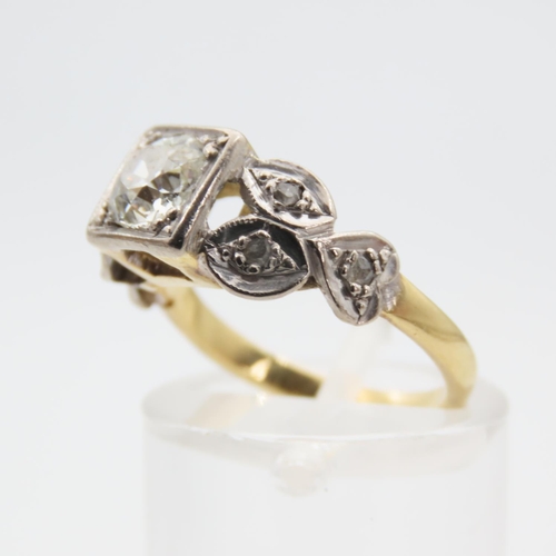 182 - Diamond Solitaire Ring Platinum Set Mounted on 18 Carat Yellow Gold Band Total Diamond Weight Approx... 