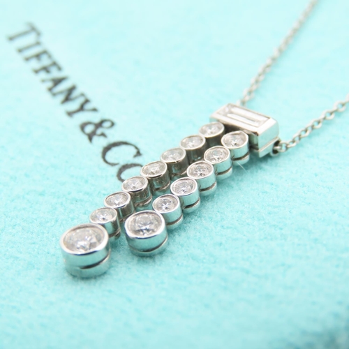 183 - Tiffany 14 Diamond Set Articulated Platinum Mounted Pendant Necklace Set on Original Tiffany Platinu... 