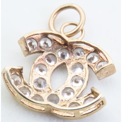 224 - 9 Carat Gold Mounted Gemstone Set Double C Motif Pendant Interlinking Form 3cm High