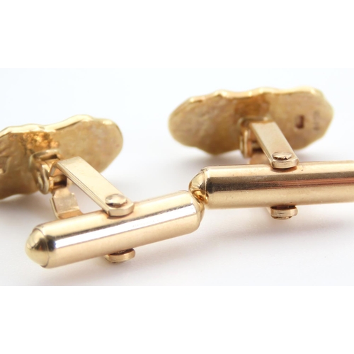 225 - Pair of 9 Carat Yellow Gold Nugget Form Ladies or Gents Cufflinks Attractively Detailed
