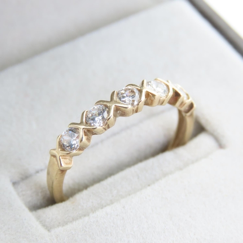 230 - Five Stone Rubover Set 9 Carat Yellow Gold Ring Size P and a Half