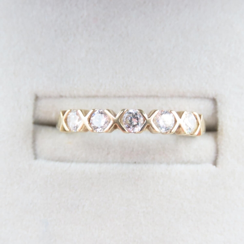 230 - Five Stone Rubover Set 9 Carat Yellow Gold Ring Size P and a Half
