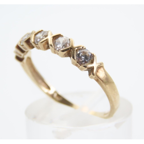 230 - Five Stone Rubover Set 9 Carat Yellow Gold Ring Size P and a Half