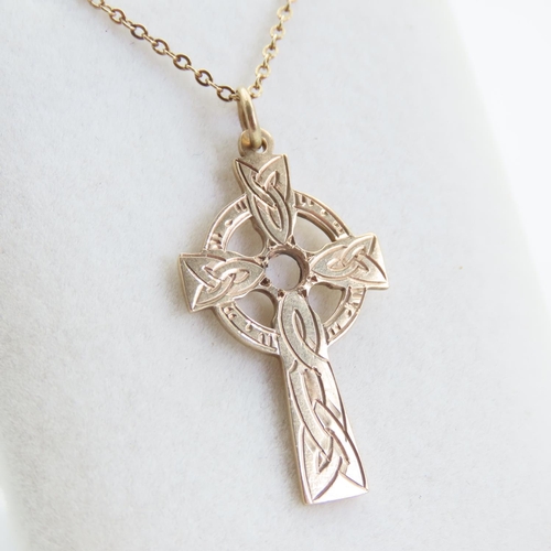 231 - Celtic Cross Motif Pendant Necklace 9 Carat Yellow Gold Pendant and Chain Pendant 3cm Chain 46cm Lon... 