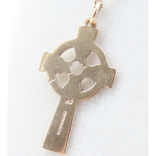231 - Celtic Cross Motif Pendant Necklace 9 Carat Yellow Gold Pendant and Chain Pendant 3cm Chain 46cm Lon... 