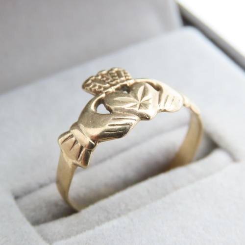 234 - Claddagh Ring 9 Carat Yellow Gold Size P
