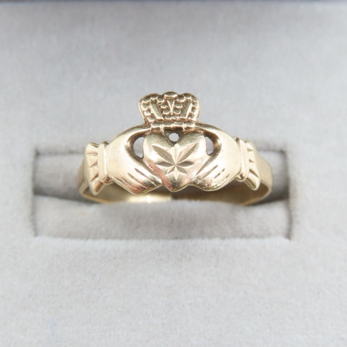 234 - Claddagh Ring 9 Carat Yellow Gold Size P