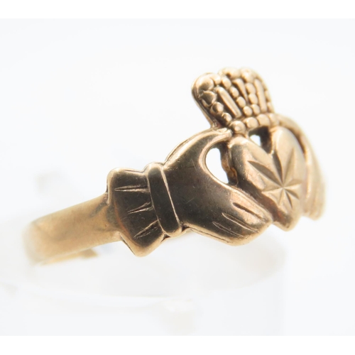 234 - Claddagh Ring 9 Carat Yellow Gold Size P