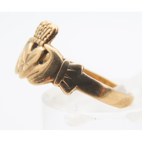 234 - Claddagh Ring 9 Carat Yellow Gold Size P