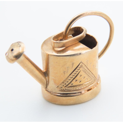 238 - Garden Watering Motif Charm 9 Carat Yellow Gold 1.5cm Drop