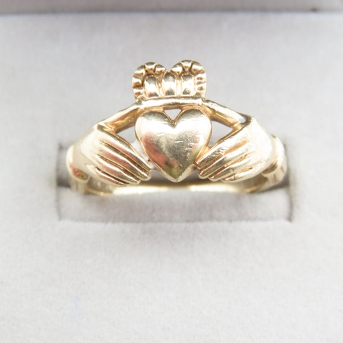 240 - 10 Carat Yellow Gold Claddagh Ring Size T