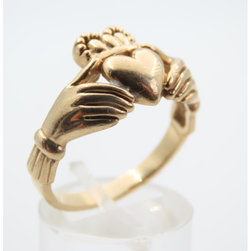 240 - 10 Carat Yellow Gold Claddagh Ring Size T