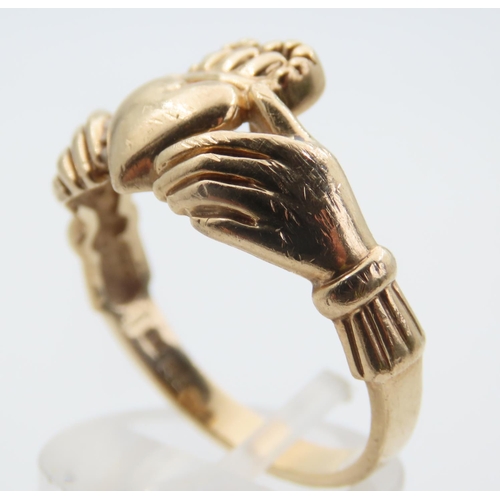 240 - 10 Carat Yellow Gold Claddagh Ring Size T