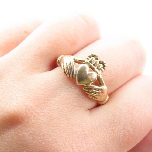 240 - 10 Carat Yellow Gold Claddagh Ring Size T