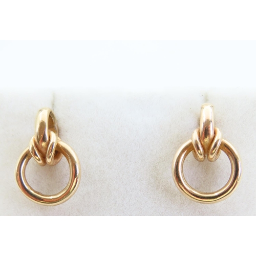 68 - Pair of 9 Carat Yellow Gold Ladies Earrings Each 2cm Drop