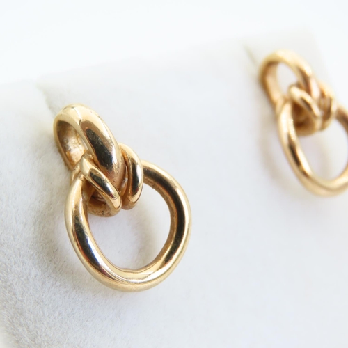 68 - Pair of 9 Carat Yellow Gold Ladies Earrings Each 2cm Drop