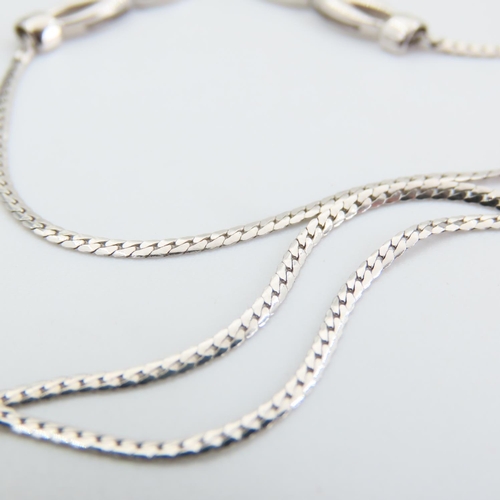 73 - 9 Carat White Gold Ladies Necklace Pear Cut Gemstone Possibly Pale Sapphire Necklace 32cm Long