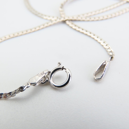 73 - 9 Carat White Gold Ladies Necklace Pear Cut Gemstone Possibly Pale Sapphire Necklace 32cm Long