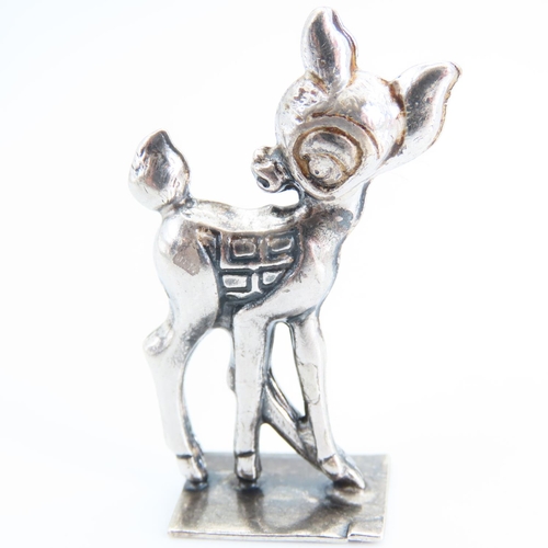 85 - Two Novelty Silver Figures of Bambi and Dumbo Each 4cm and 5cm High