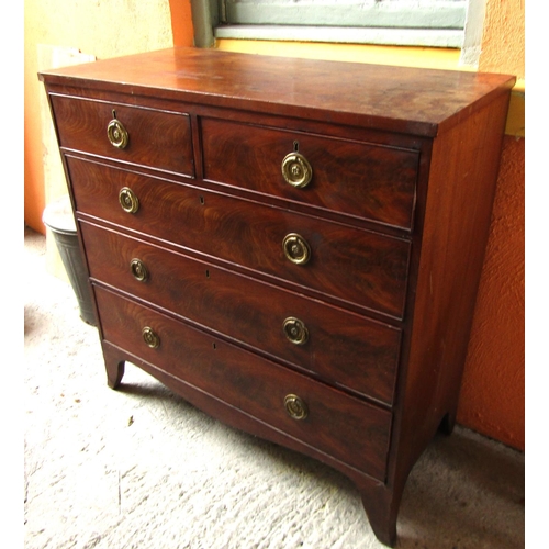 850 - Regency Figured Mahogany Chest of Two Short Three Long Drawers Above Shaped Supports Approximately 4... 