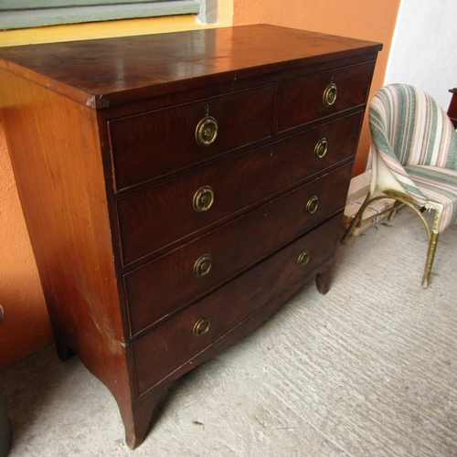 850 - Regency Figured Mahogany Chest of Two Short Three Long Drawers Above Shaped Supports Approximately 4... 