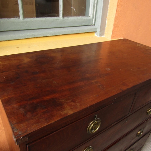 850 - Regency Figured Mahogany Chest of Two Short Three Long Drawers Above Shaped Supports Approximately 4... 