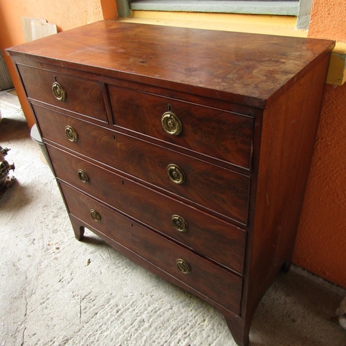 850 - Regency Figured Mahogany Chest of Two Short Three Long Drawers Above Shaped Supports Approximately 4... 