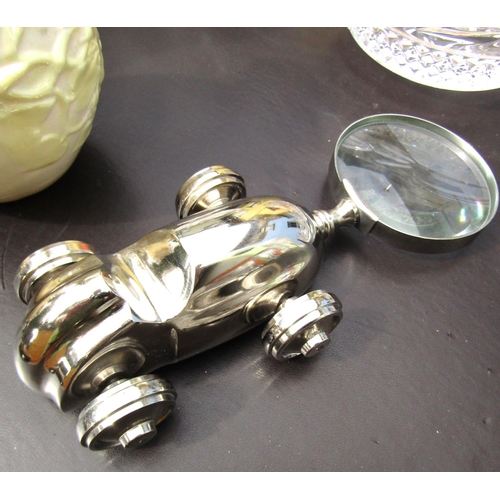 860 - Aviation Interest Silver Plated Magnifying Glass Attractively Detailed Approximately 9 Inches High