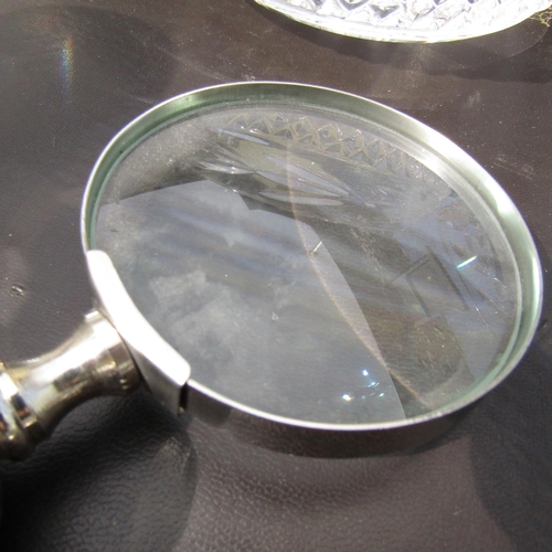 860 - Aviation Interest Silver Plated Magnifying Glass Attractively Detailed Approximately 9 Inches High