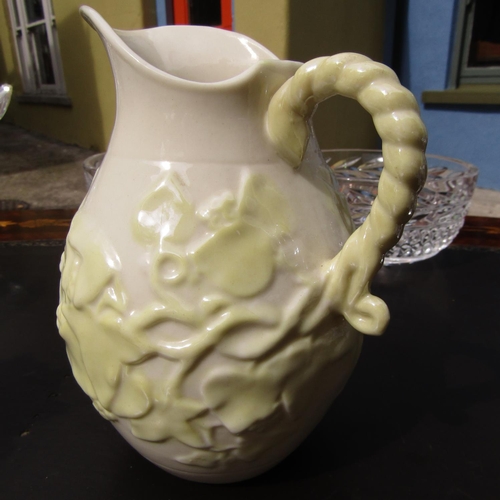 863 - Large Pouring Jug Fine Porcelain with Two Belleek Jugs Tallest Approximately 12 Inches High