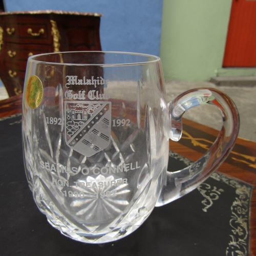 868 - Waterford Crystal Ladies Shoe, Pair of Waterford Crystal Candle Rests and Presentation Tankard Four ... 