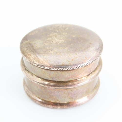 87 - Silver Pill Box Restrained Circular Form 3.5cm Diameter x 2cm High