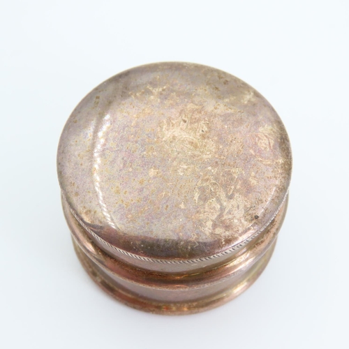 87 - Silver Pill Box Restrained Circular Form 3.5cm Diameter x 2cm High