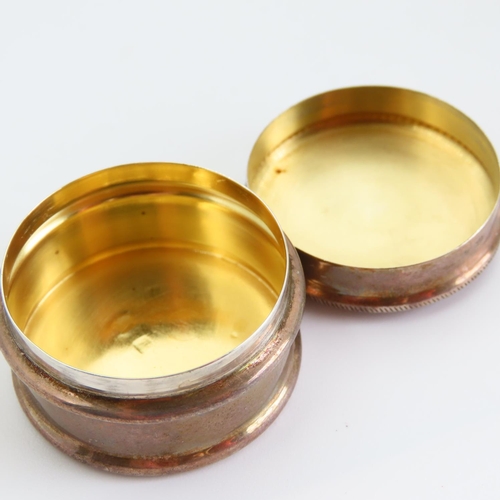 87 - Silver Pill Box Restrained Circular Form 3.5cm Diameter x 2cm High