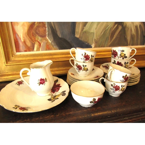 876 - Fine Bone Porcelain Tea Set Floral Motifs Quantity as Photographed