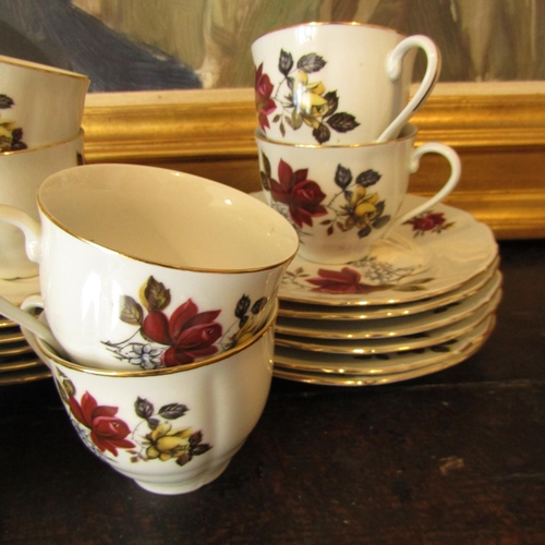 876 - Fine Bone Porcelain Tea Set Floral Motifs Quantity as Photographed