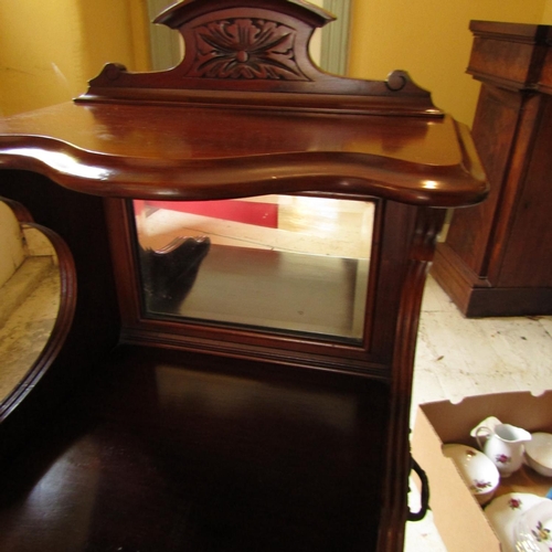 878 - Victorian Mahogany Pier Form Coal Locker Original Liner Mirrored Back Approximately 14 Inches Wide x... 