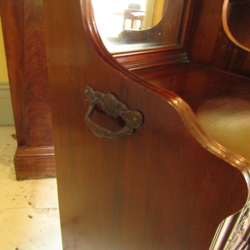 878 - Victorian Mahogany Pier Form Coal Locker Original Liner Mirrored Back Approximately 14 Inches Wide x... 