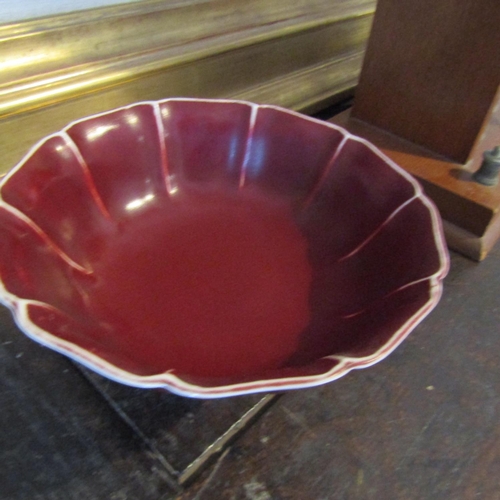 879 - Chinese Red Ground Pedestal Cup Fine Porcelain Signed with Characters to Base Approximately 6 Inches... 