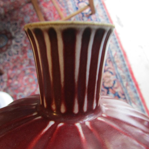 879 - Chinese Red Ground Pedestal Cup Fine Porcelain Signed with Characters to Base Approximately 6 Inches... 