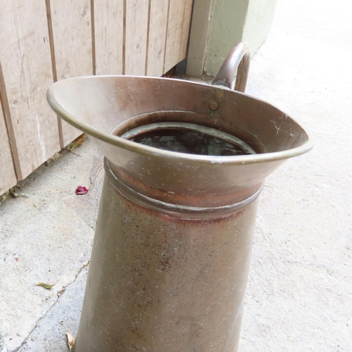 887 - Large Old Copper Pouring Jug Shaped Form Handle Approximately 21 Inches High