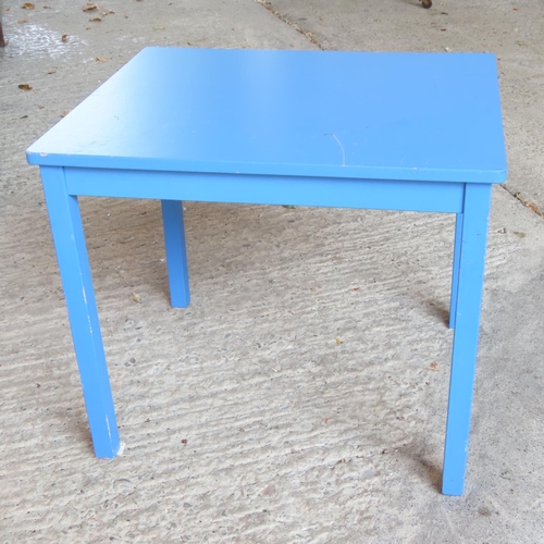 889 - Blue Painted Occasional Table Approximately 18 Inches Square