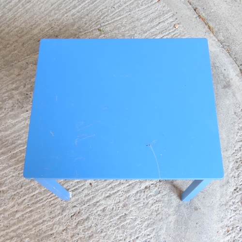 889 - Blue Painted Occasional Table Approximately 18 Inches Square