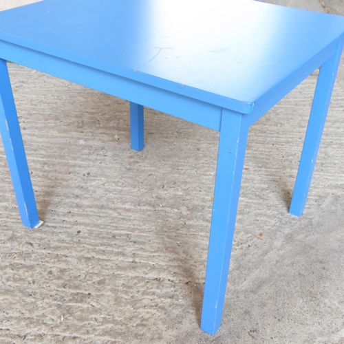 889 - Blue Painted Occasional Table Approximately 18 Inches Square