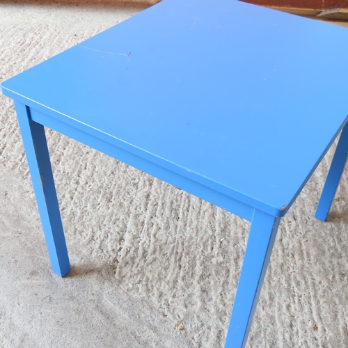 889 - Blue Painted Occasional Table Approximately 18 Inches Square