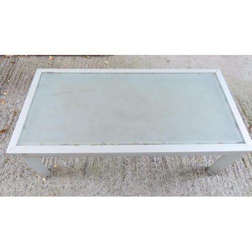 893 - Modern Coffee Table Glass Inset Top Rectangular Form Approximately 4ft Wide