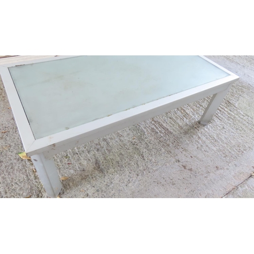 893 - Modern Coffee Table Glass Inset Top Rectangular Form Approximately 4ft Wide