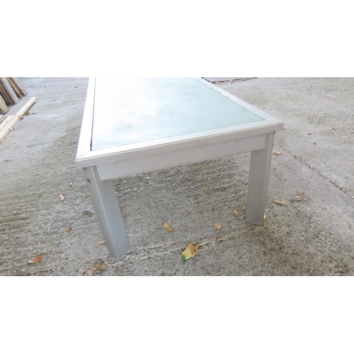 893 - Modern Coffee Table Glass Inset Top Rectangular Form Approximately 4ft Wide